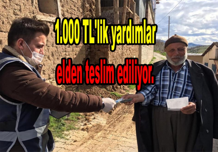 1.000 TL'lik yardımlar elden teslim ediliyor.