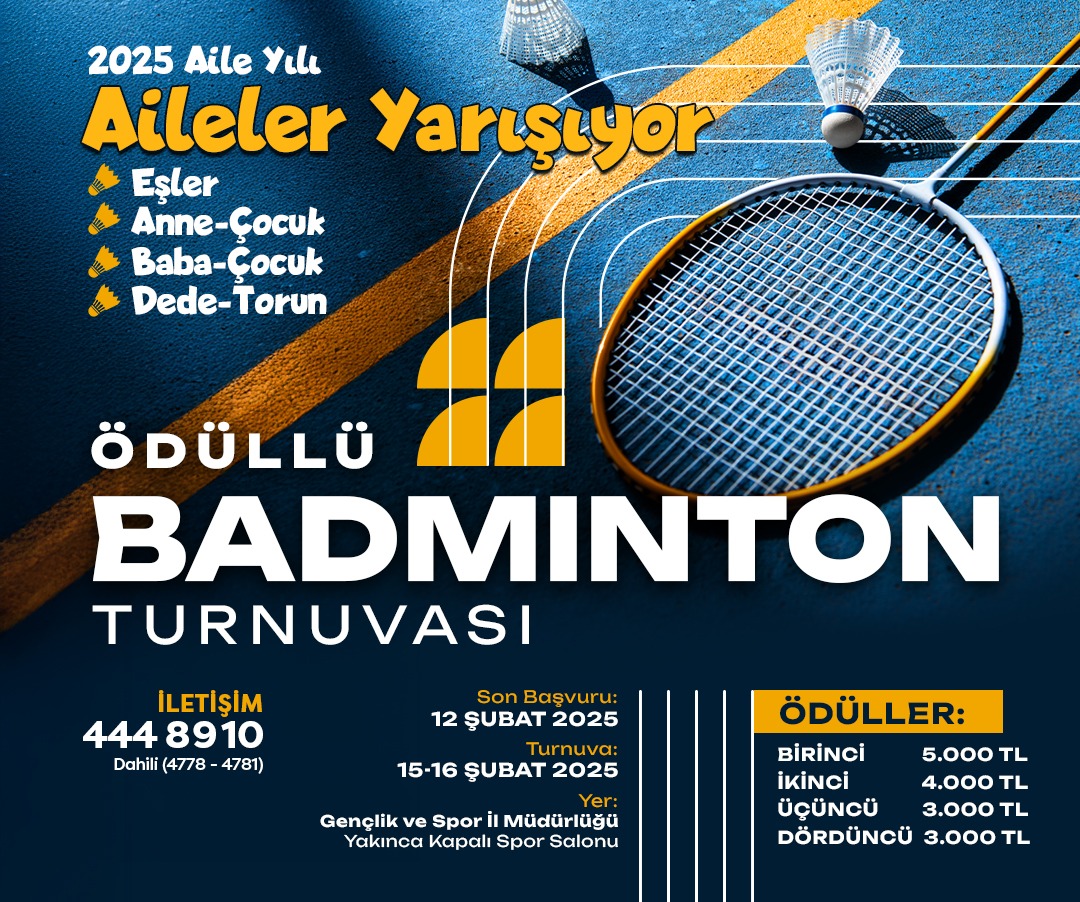 ‘Aileler Arası Badminton Turnuvası’ Düzenliyor