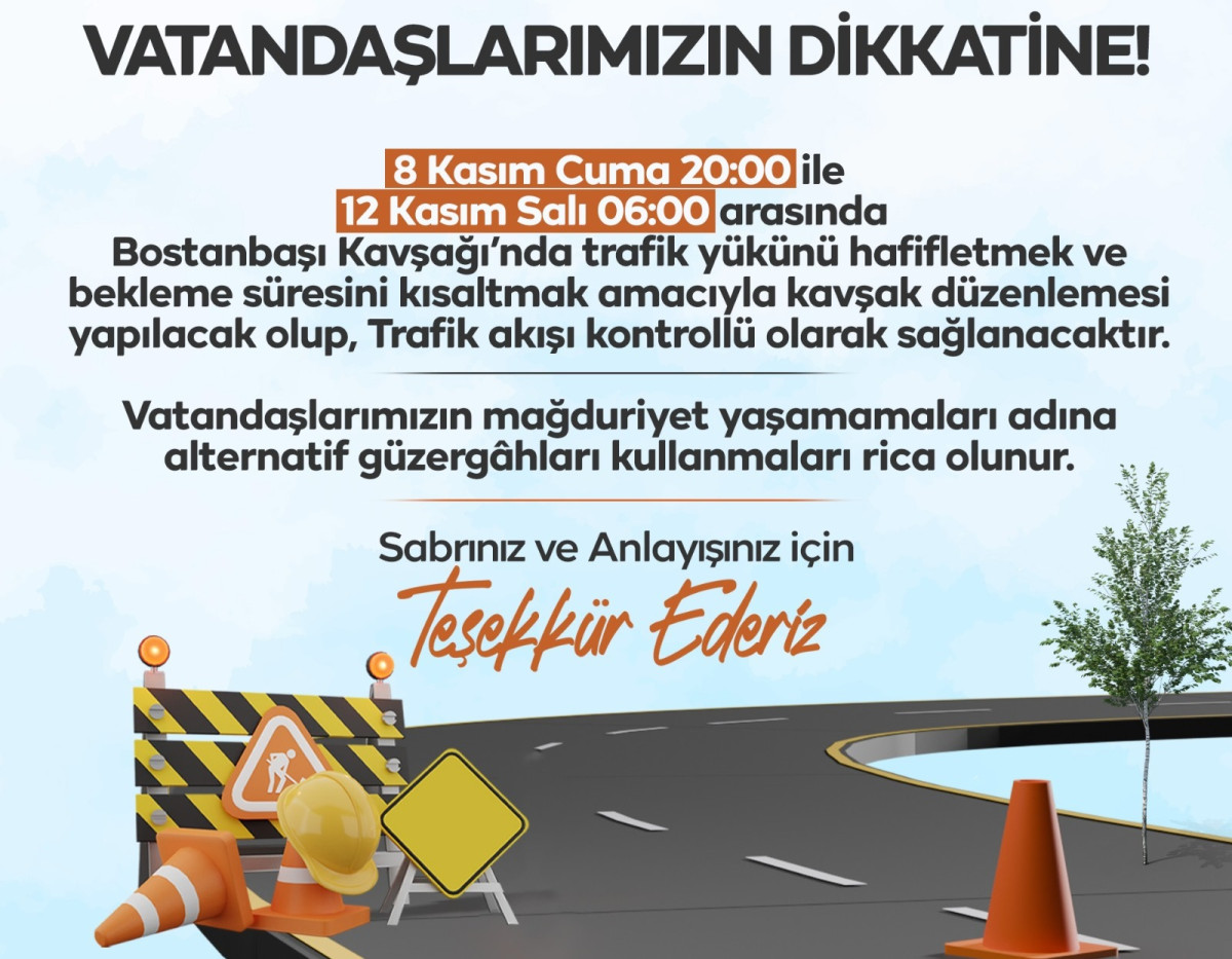 Bostanbaşı'nda Yollar Trafiğe Kapatılıyor