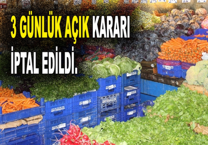 Malatya Sebze ve Meyve Toptancı Halinin 3 gün açık kalması yönündeki karar iptal edildi.