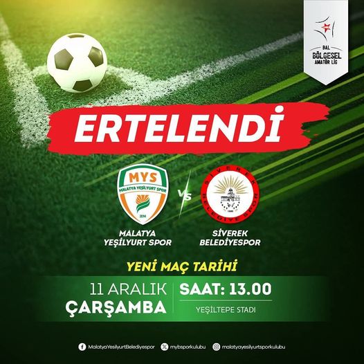 Yeşilyurtspor-Siverek Maçı 11 Aralık'a Eretelendi